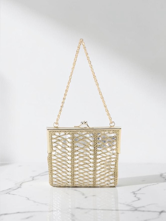 Delill Handbags - Vintage Delill Gold Silver Mesh Evening Bag Chain Cocktail Purse Made Italy